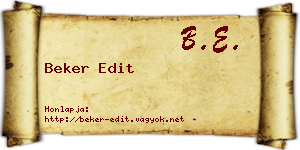 Beker Edit névjegykártya